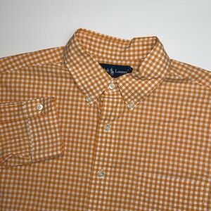 Polo Ralph Lauren Shirt Men's XL Classic Fit Orange Gingham Check Long Sleeve